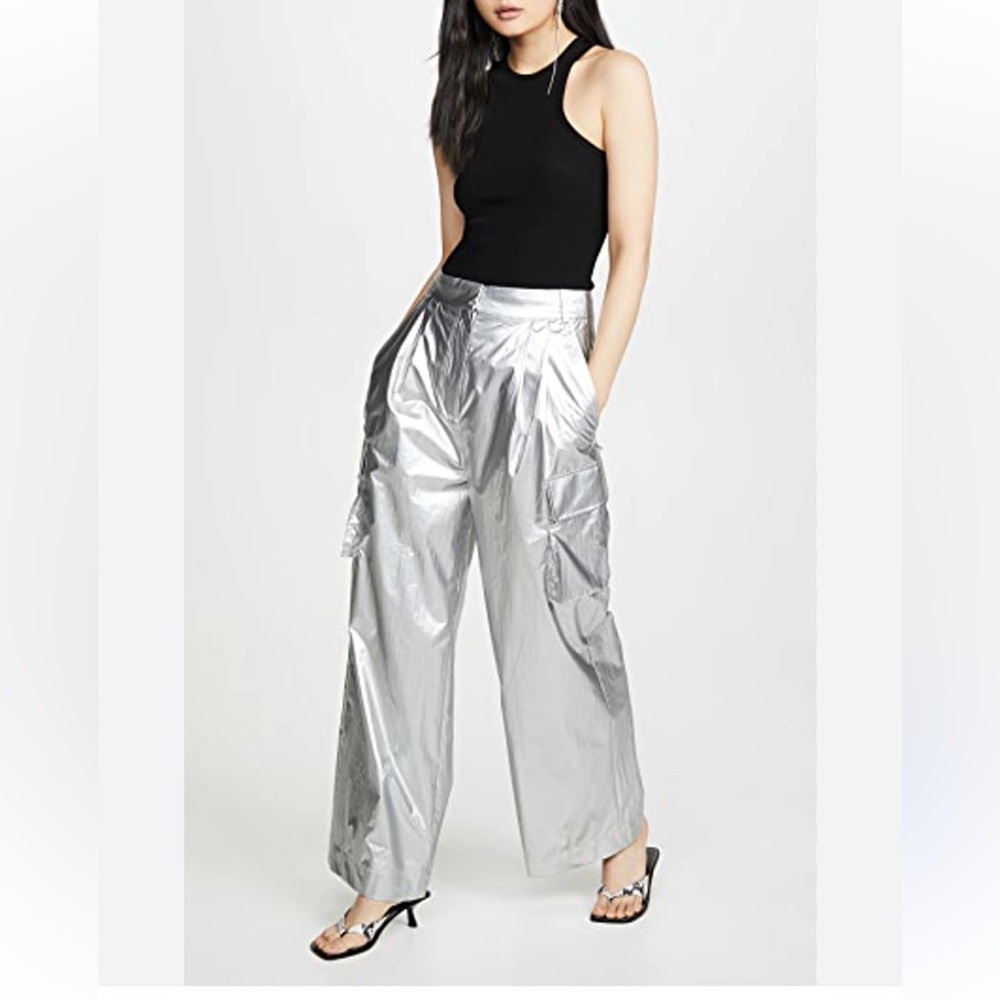 Tibi 
Metallic Pleated Cargo Pants Silver women’s